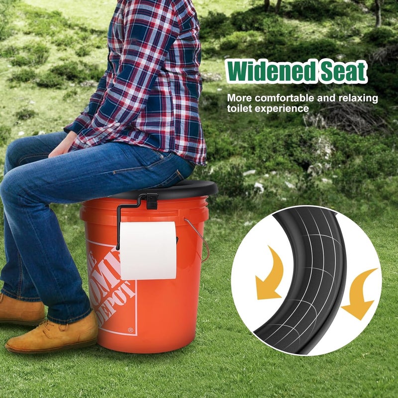 PAHTTO Bucket Toilet Seat, Portable Toilet Seat for 5 Gal Buckets, Camping Toilet Seat, Snap-on Toilet Seat for Outdoor, Camping, Hiking, Emergency, Car, Boat, RV Travel - Image 4